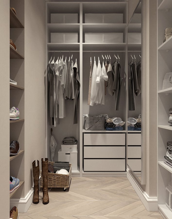 Assorted Clothes Hanged Inside Cabinet